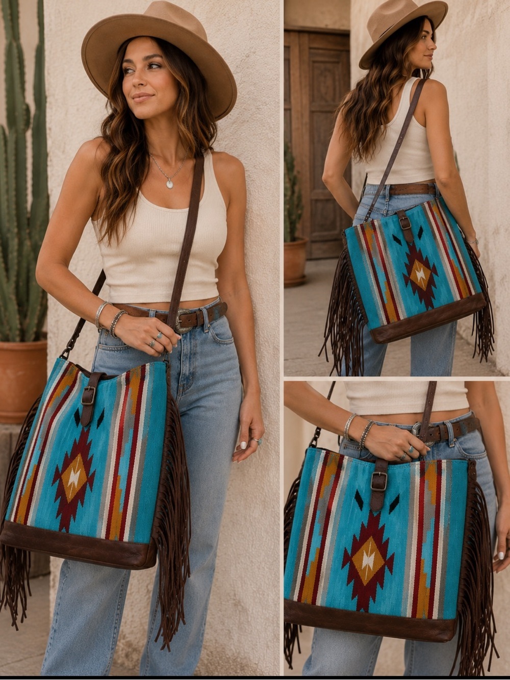 American Darling | Tribal Western Boho Fringe Crossbody Tote Bag